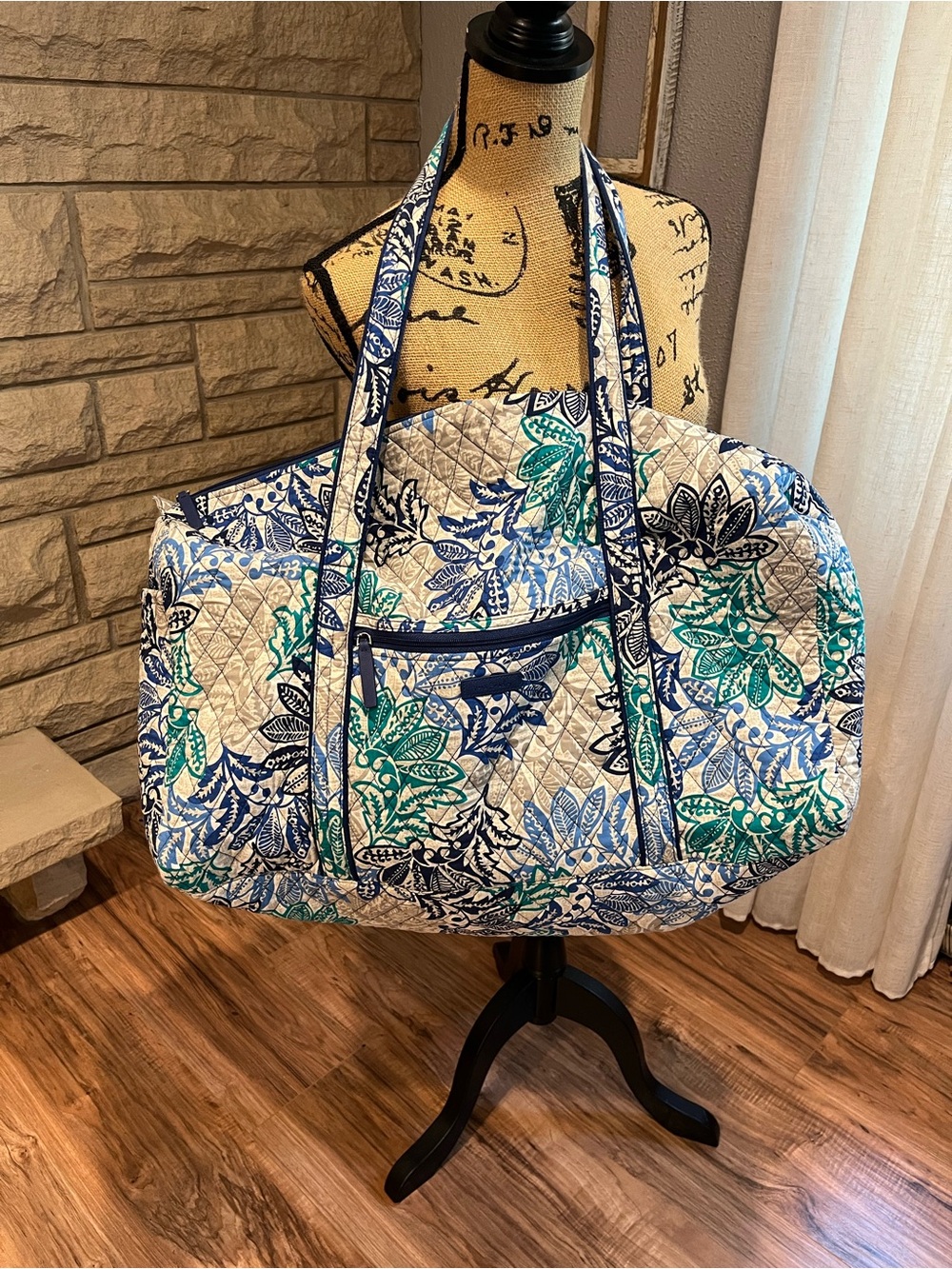 Vera Bradley Retired Santiago Print Quilted large Duffel Bag